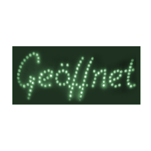 LED Schild Reklameschild GEöFFNET in Grün durchgehend leuchtend