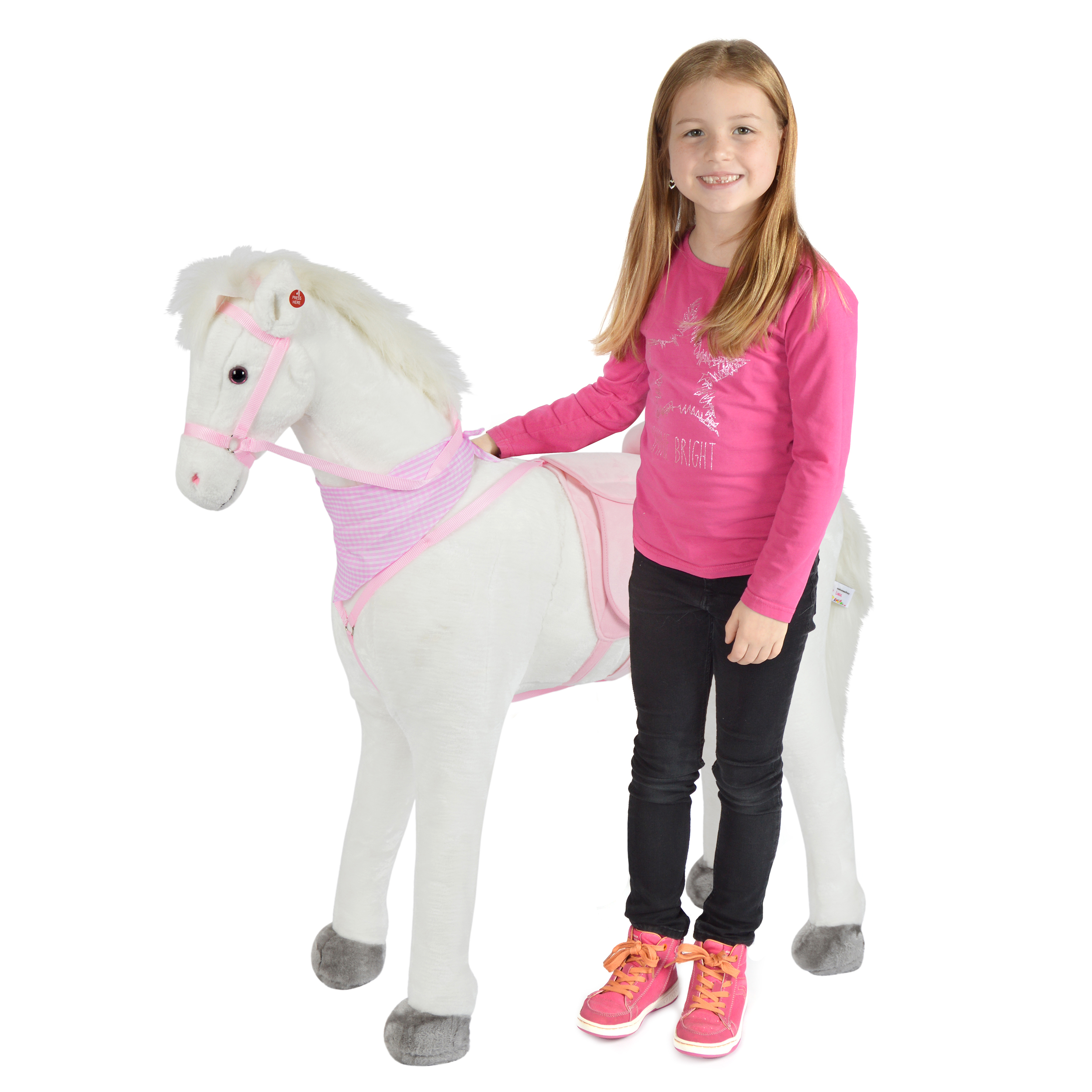 Pink Papaya Stehpferde XXL Plüschpferd Kinderpferd Pony Reiten Kopfhöhe 105cm 