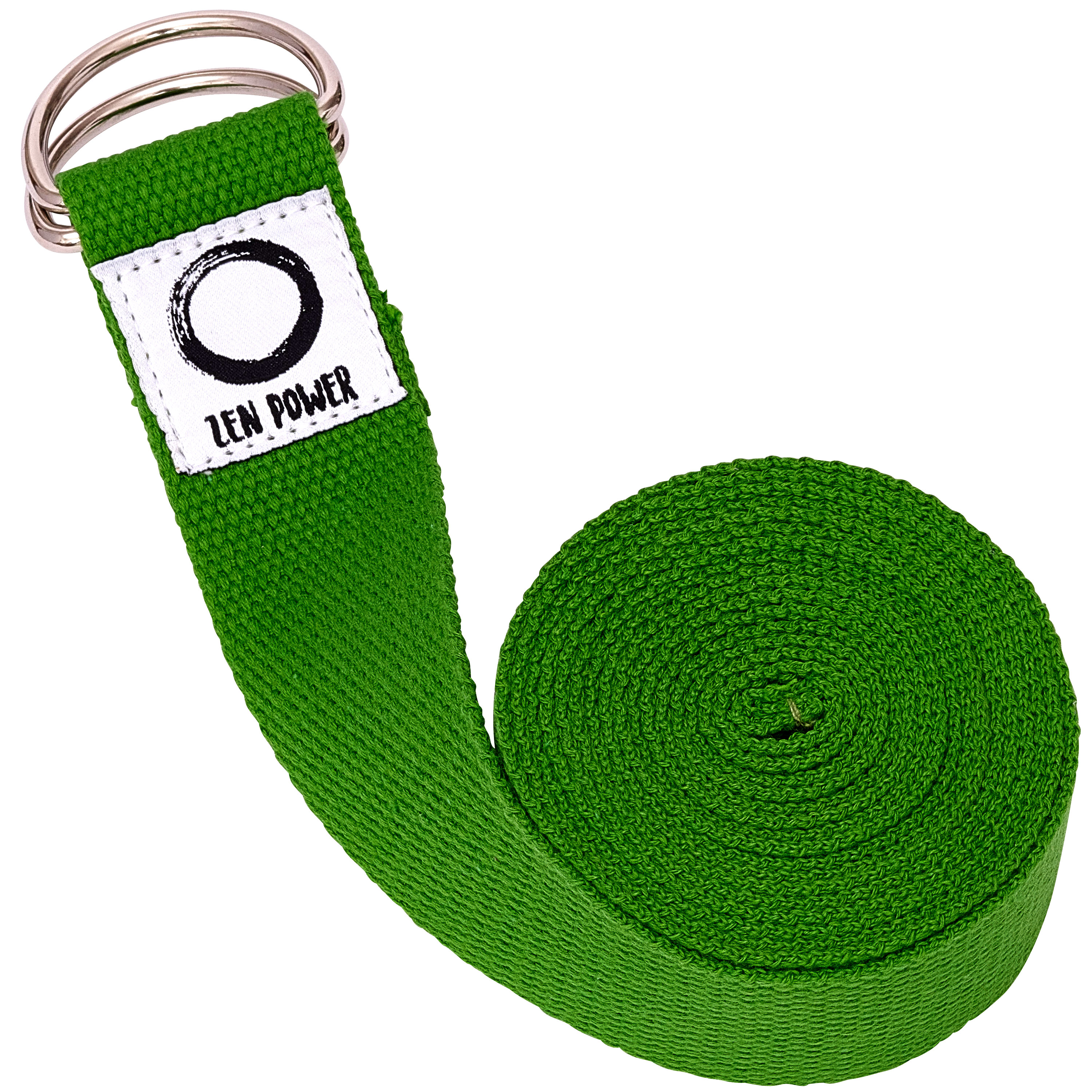 Zen Power Yoga Strap, natürlicher Yoga Gurt 250 cm aus 100% Baumwolle - Grün