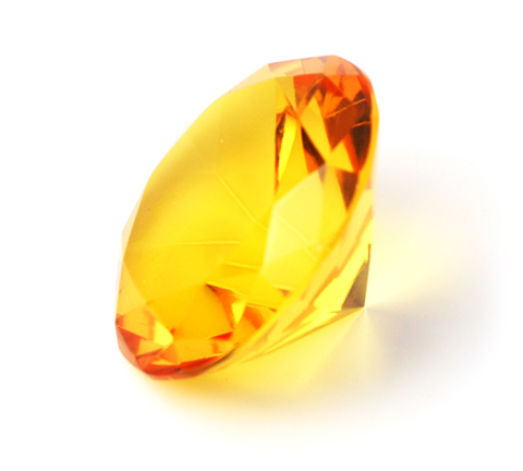 6 cm großer toller Deko-Glas-Diamant in gelb mit 70 Facetten