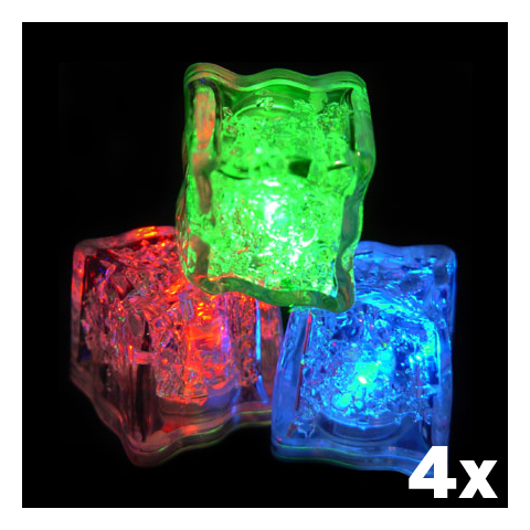 4er Set   LED Eiswürfel mit 8 Funktionen in RGB  