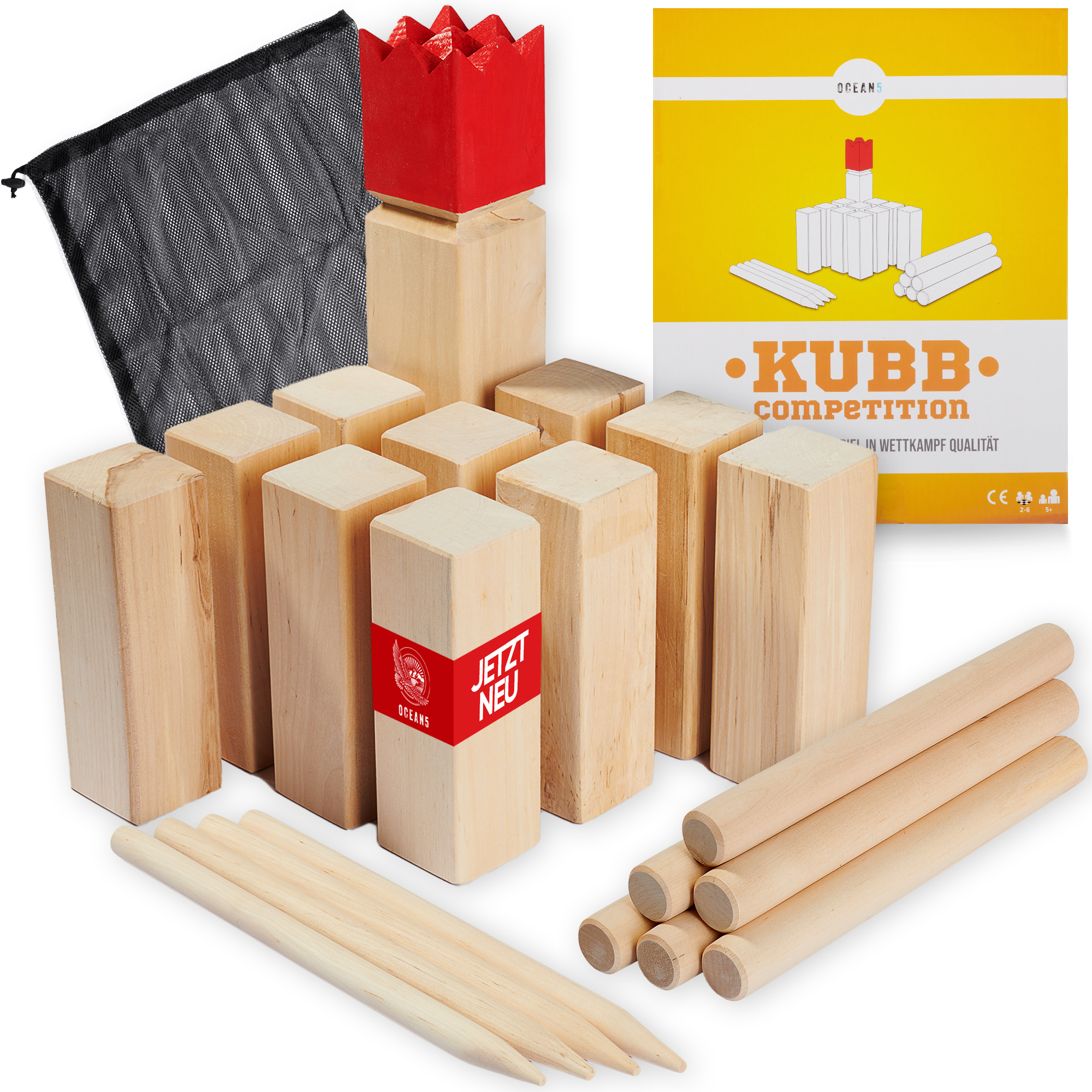 Kubb Birke - 6x6x30 cm Competition Wikinger Wurfspiel von Ocean5