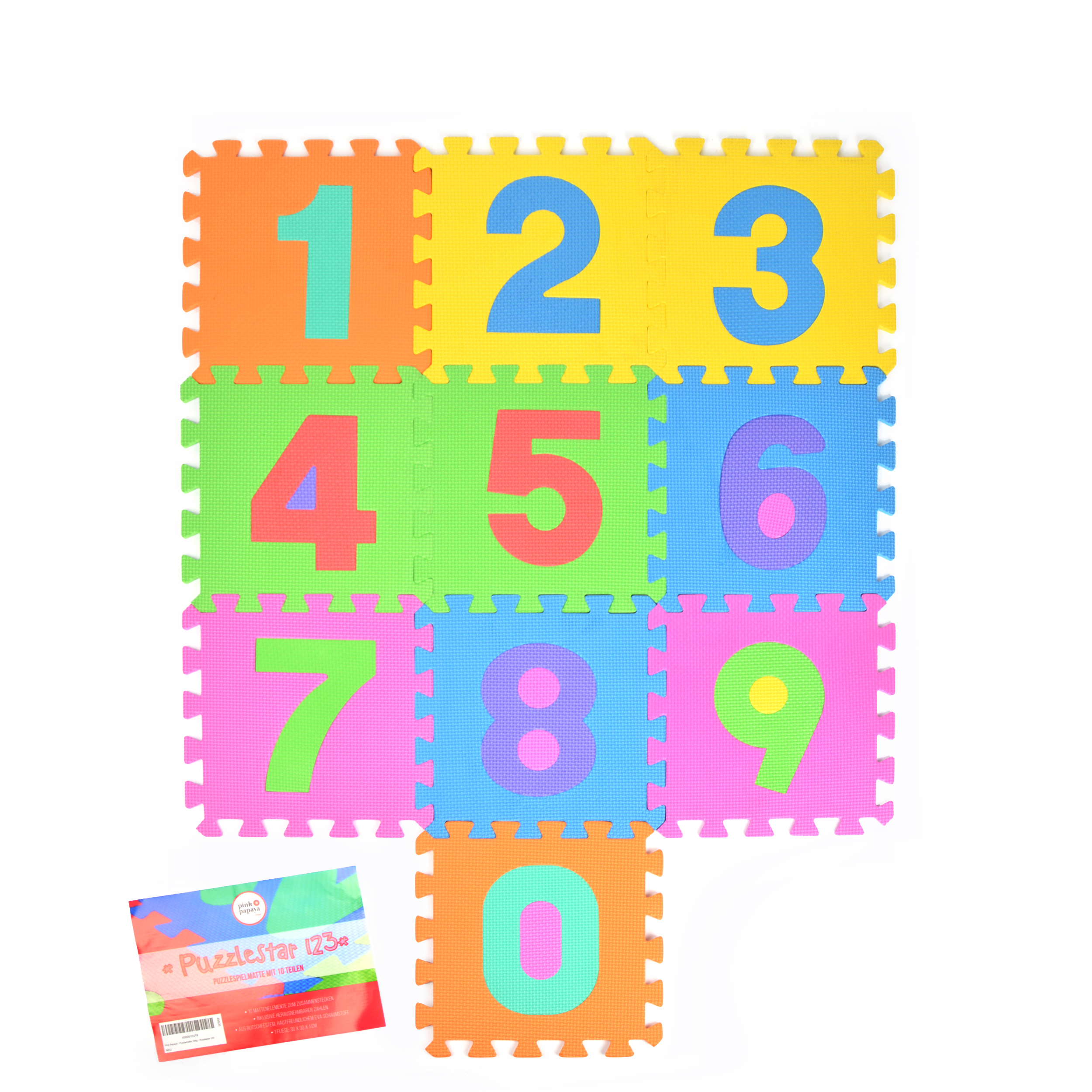 Pink Papaya EVA Puzzlematte "Puzzlestar 123" 10 Felder (0-9, ohne Rand)